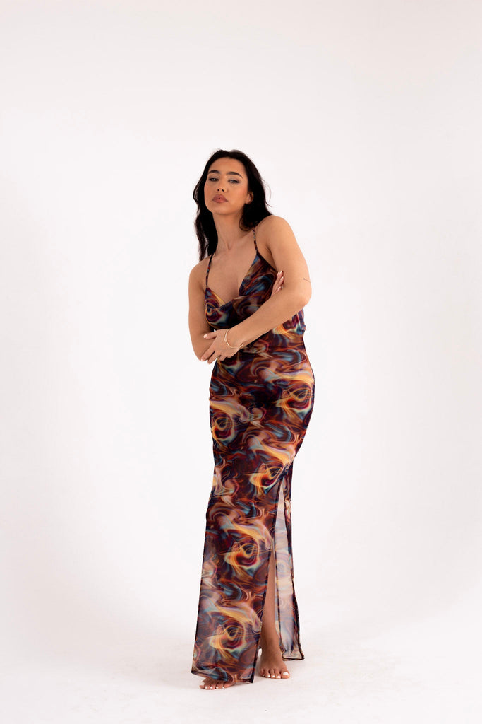 Twilight mesh maxi dress