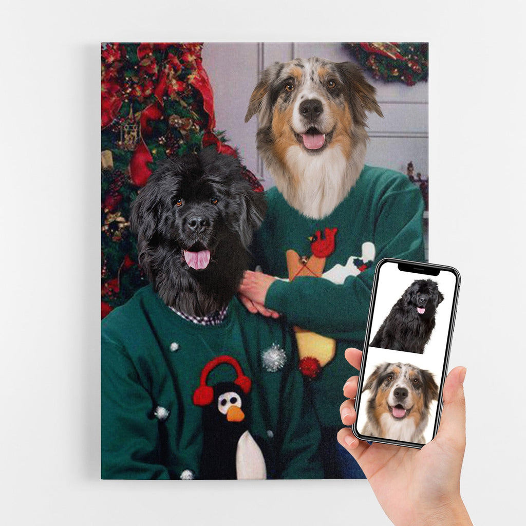 Couple Christmas Jumper Dog Portrait