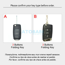 Load image into Gallery viewer, Leather Car Key Case For VW Volkswagen Polo Golf Passat Beetle Caddy T5 Up Eos Tiguan Skoda A5 SEAT Leon Altea Flip Remote Cover