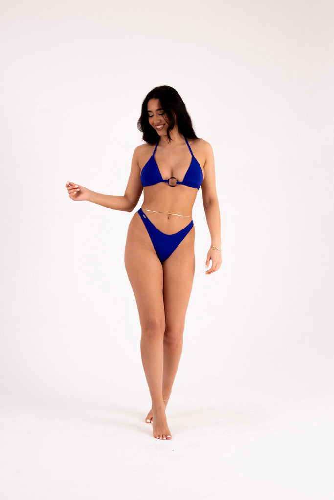 High leg bottoms (thong or brazilian back option) - cobalt blue