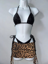 Load image into Gallery viewer, Black checkered/leopard foil leopard three piece set