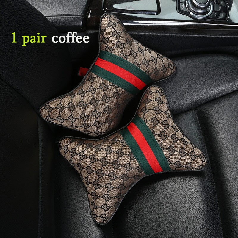 1 pair Luxury Linen material car headrest pillow Unisex Breathable Auto Neck Rest Headrest Cushion Pillows 4 seasons Universal