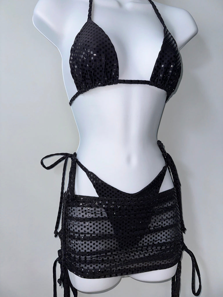 Black checkered foil three piece set