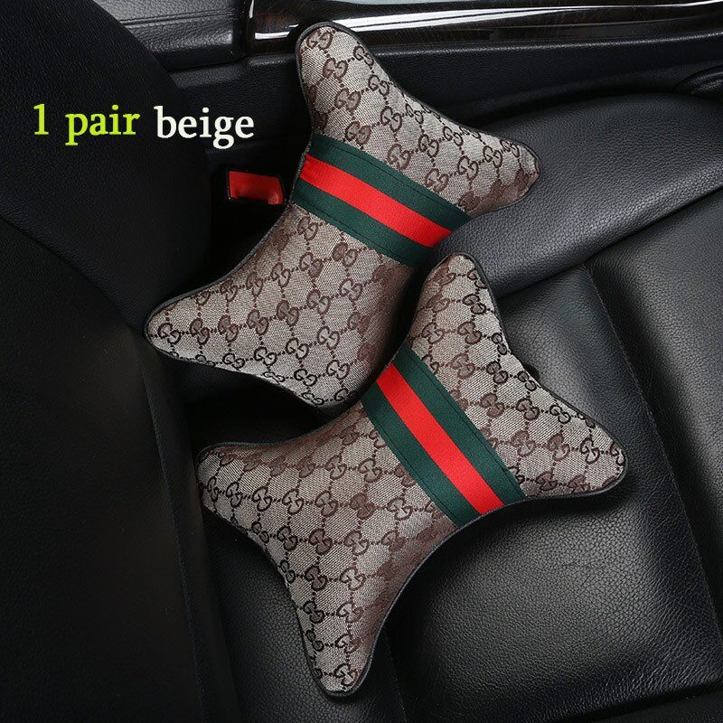 1 pair Luxury Linen material car headrest pillow Unisex Breathable Auto Neck Rest Headrest Cushion Pillows 4 seasons Universal