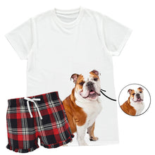 Load image into Gallery viewer, Women&#39;s Dog Face Pyjamas - Red Tartan Shorts Set