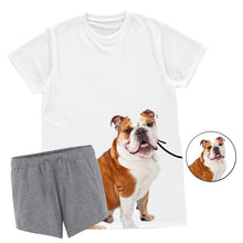 Load image into Gallery viewer, Women&#39;s Dog Face Pyjamas - Grey Shorts Set