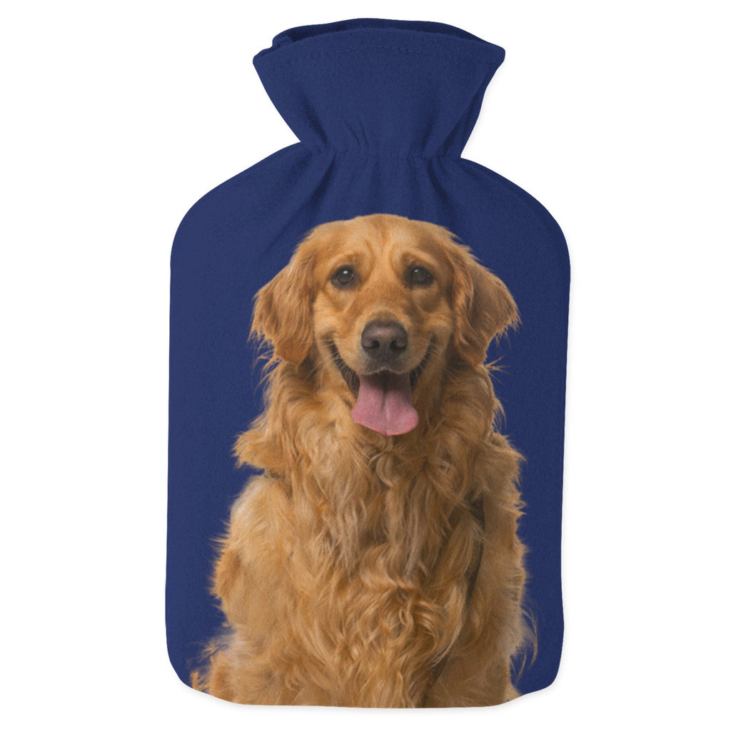 navy personalised dog hot water bottle