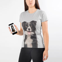 Load image into Gallery viewer, Dog Face Ladies Grey T-Shirt