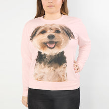 Load image into Gallery viewer, Pink Dog Face Ladies Sweatshirt