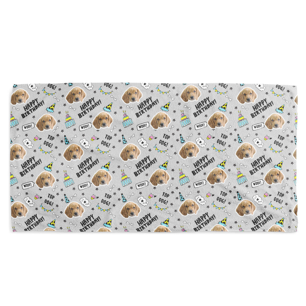 Top Dog Birthday Towel With Photo On