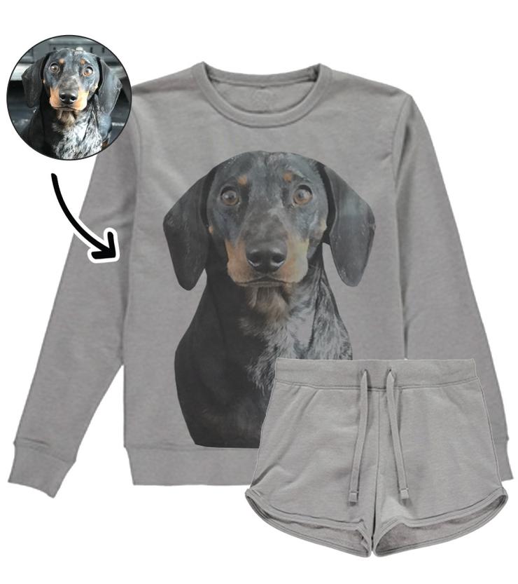 Dog Face Ladies Grey Loungewear Set