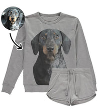 Load image into Gallery viewer, Dog Face Ladies Grey Loungewear Set