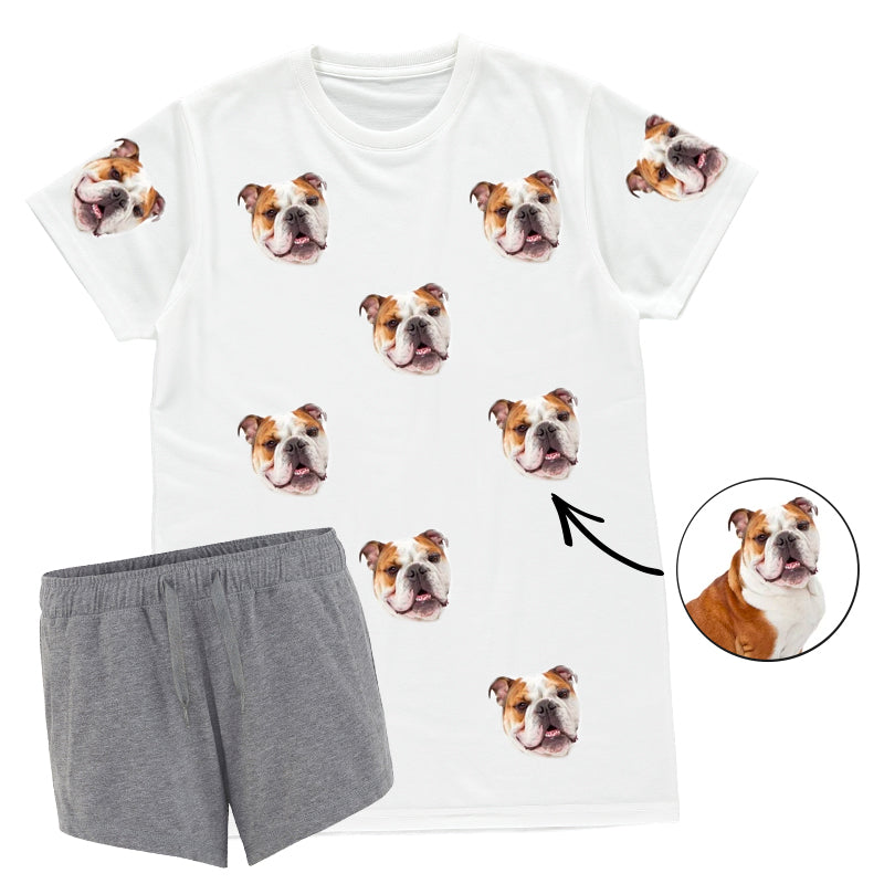 Women's Dog Pyjamas - Grey Shorts Set