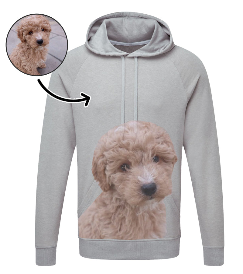 Grey Dog Face Mens Hoodie