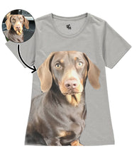 Load image into Gallery viewer, Dog Face Ladies Grey T-Shirt